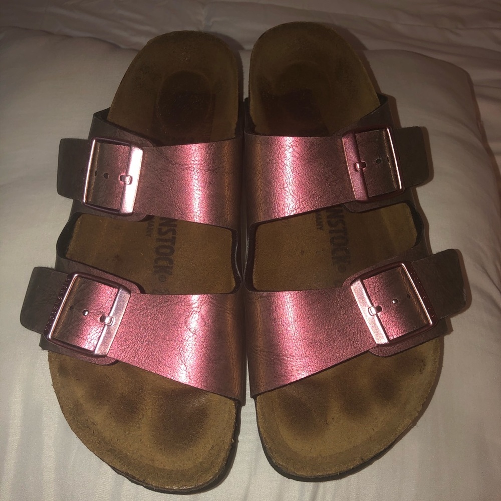 iridescent pink birkenstocks